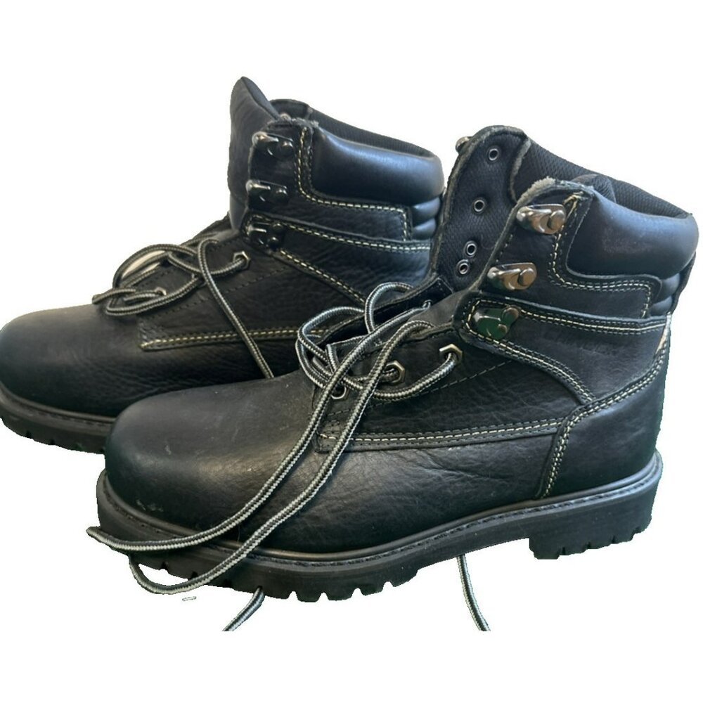 Chinook Waterproof Steel Toe Work Boot Black Leather Slip Resistant Men  7.5